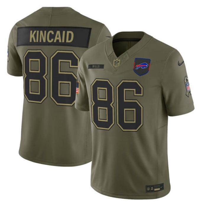 Men's Buffalo Bills #86 Dalton Kincaid Olive 2025 Salute to Service Limited Football Stitched Jersey
