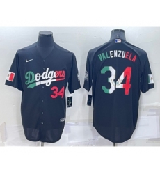 Men's Los Angeles Dodgers #34 Toro Valenzuela Mexico Black Cool Base Stitched Baseball Jersey