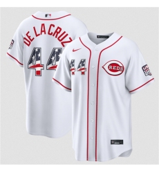 Men's Cincinnati Reds #44 Elly De La Cruz White 2026 USA 250 Fourth of July Home Stitched Baseball Jersey