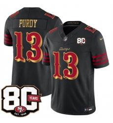 Men's San Francisco 49ers #13 Brock Purdy Black 80th Anniversary“Rivalries” 2026 F.U.S.E. Vapor Untouchable Limited Football Stitched Jersey