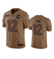 Men's Seattle Seahawks #12 Fan 2023 Brown Salute To Service Limited Football Stitched Jersey