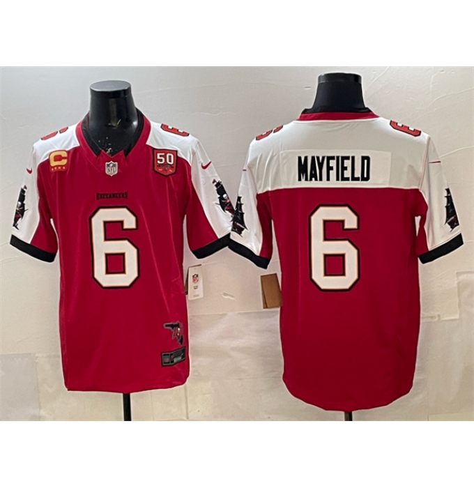 Men's Tampa Bay Buccaneers #6 Baker Mayfield Red Alternate F.U.S.E. 50th Season 4-Star C Vapor Limited Football Stitched Jersey