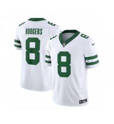 Men's Nike New York Jets #8 Aaron Rodgers White 2023 F.U.S.E. Vapor Limited Throwback Stitched Football Jersey Men's Nike New York Jets #8 Aaron Rodgers White 2023 F.U.S.E. Vapor Limited Throwback Stitched Football Jersey