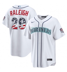 Men's Seattle Mariners #29 Big Dumper White USA 250 Fourth of July Home Stitched Baseball Jersey