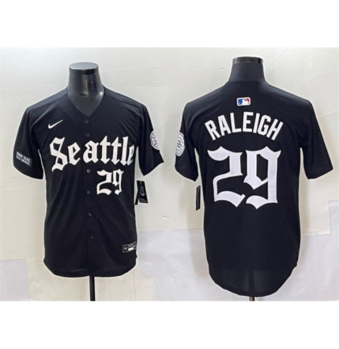 Men's Seattle Mariners #29 Cal Raleigh Black 'Deep Sea Gothic Edition' Vapor Premier Limited Stitched Baseball Jersey