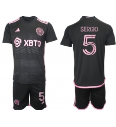 Men's Inter Miami CF #5 Sergio Black 2023-24 Away Soccer Jersey