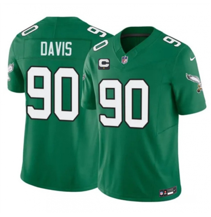 Men's Philadelphia Eagles #90 Jordan Davis Kelly Green 2026 F.U.S.E. 1-Star C Throwback Vapor Untouchable Limited Football Stitched Jersey