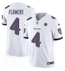 Men's Baltimore Ravens #4 Zay Flowers White 2023 F.U.S.E. John Madden Vapor Limited Football Stitched Jersey