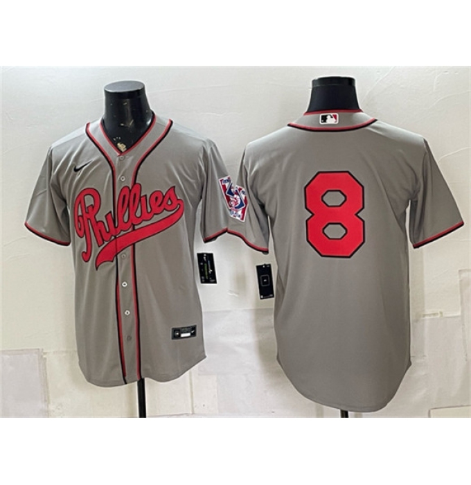 Men's Philadelphia Phillies #8 Nick Castellanos Gray 2026 Field of Dreams Stadium Stitched Baseball Jersey