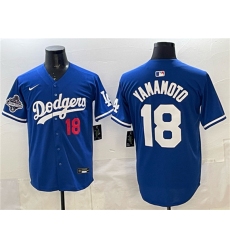 Men's Los Angeles Dodgers #18 Yoshinobu Yamamoto Royal 2025 World Series Champions Limited Stitched Baseball Jersey