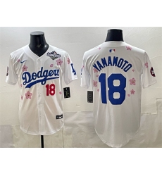Men's Los Angeles Dodgers #18 Yoshinobu Yamamoto White 2025 World Series Tokyo Series Limited Stitched Baseball Jersey