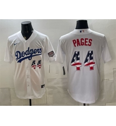 Men's Los Angeles Dodgers #44 Andy Pages White USA 250 Fourth of July Home Stitched Baseball Jersey