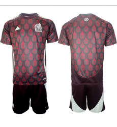 Men's Mexico Team Blank 2024-25 Burgundy Home Soccer Jersey Suit
