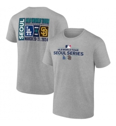Men's San Diego Padres vs. Los Angeles Dodgers Heather Gray 2024 World Tour Seoul Series Matchup T-Shirt