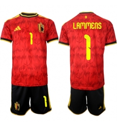 Men's Belgium #1 LAMMENS National Team FIFA x World Cup 2026 Home Red On Field Jersey