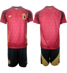Men's Belgium National Team Blank Red 2024-25 Home Soccer Jersey Suit