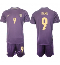 Men's England #9 Harry Kane 2024-25 Purple Away Soccer Jersey Suit