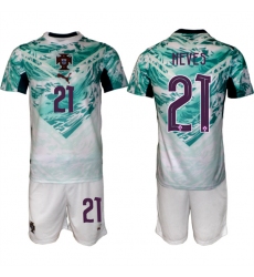 Men's Portugal Team #21 Rúben Neves Green 2026 World Cup Away Soccer Jersey Suit