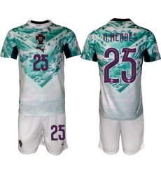 Men's Portugal Team #25 Nuno Mendes Green 2026 World Cup Away Soccer Jersey Suit