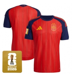 Men's Spain Team Blank Red 2026 World Cup Home Soccer Jersey