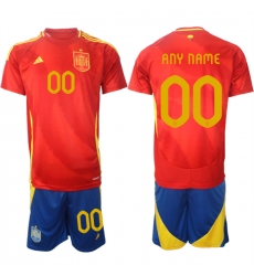 Men's Spain Team Custom 2024-25 Red Home Soccer Jersey Suit