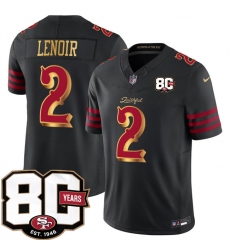 Men's San Francisco 49ers #2 Deommodore Lenoir Black 80th Anniversary“Rivalries” 2026 F.U.S.E. Vapor Untouchable Limited Football Stitched Jersey