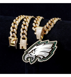 Gold 20inch Philadelphia Eagles Team head NFL pendant Europe and the United States new fashion personality football team necklace men and women street hip-