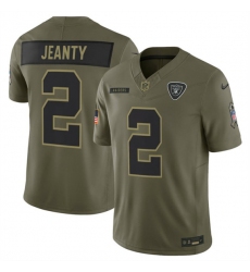 Men's Las Vegas Raiders #2 Ashton Jeanty Olive 2025 Salute to Service Limited Football Stitched Jersey