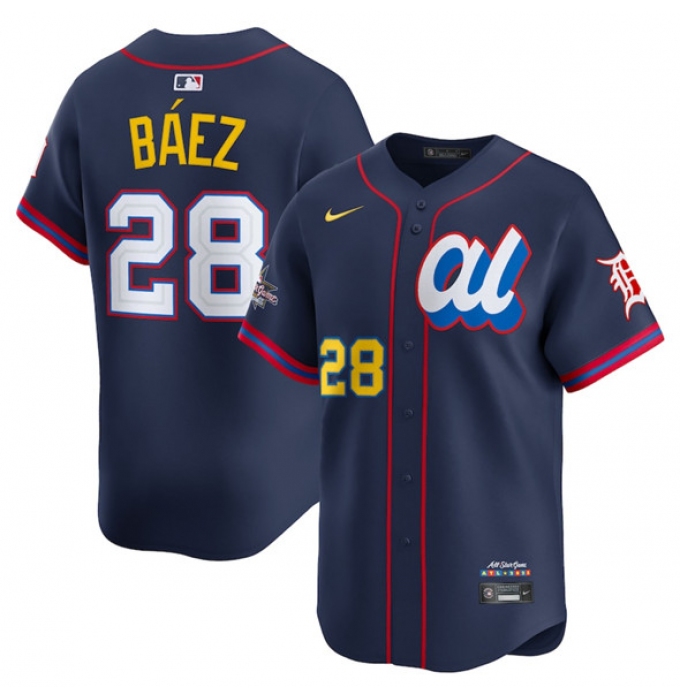 Men's American League #28 Javier Báez Navy 2025 All-Star Edition Limited Stitched Baseball Jersey