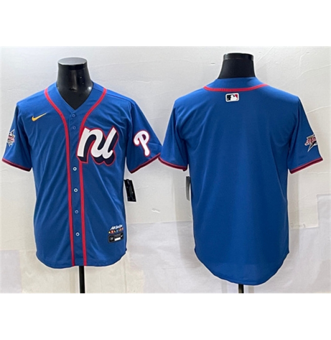 Men's National League Philadelphia Phillies Blank Blue 2025 All-Star Edition Limited Stitched Baseball Jersey