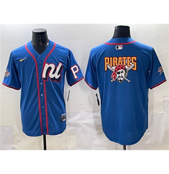 Men's National League Pittsburgh Pirates Team Big Logo Blue 2025 All-Star Edition Limited Stitched Baseball Jersey