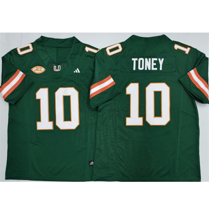 Men's Miami Hurricanes #10 Malachi Toney Green F.U.S.E. 2026 Stitched Football Jersey