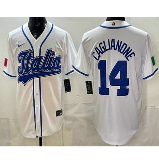 Men's Italy #14 Jac Caglianone White 2026 World Baseball Classic Cool Base Jersey