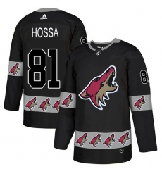 Men's Adidas Arizona Coyotes #81 Marian Hossa Authentic Black Team Logo Fashion NHL Jersey