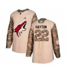 Youth Adidas Arizona Coyotes #22 Barrett Hayton Authentic Camo Veterans Day Practice NHL Jersey