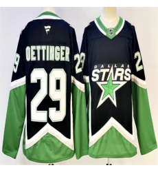 Men's Dallas Stars #29 Jake Oettinger Black 2025-26 Alternate Stitched Hockey Jersey