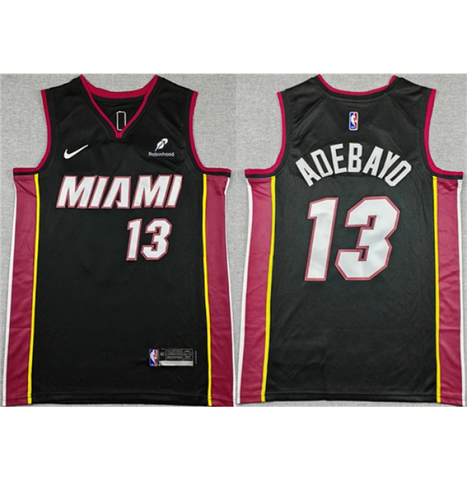 Men's Miami Heat #13 Bam Adebayo Black Icon Edition Stitched Basketball Jersey