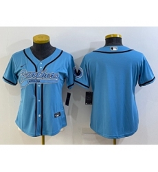 Women's Carolina Panthers Blank Blue With Patch Cool Base Stitched Baseball Jersey