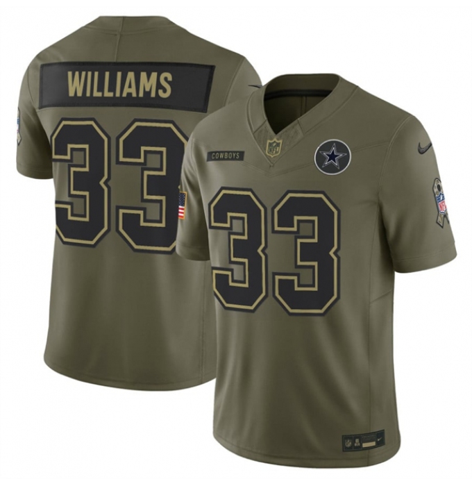 Men's Dallas Cowboys #33 Javonte Williams Olive 2025 F.U.S.E. Salute to Service Limited Football Stitched Jersey