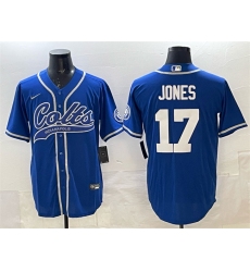 Men's Indianapolis Colts #17 Daniel Jones Royal Cool Base Stitched Baseball Jersey