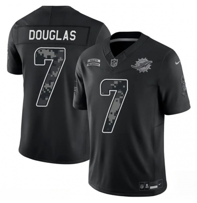 Men's Miami Dolphins #7 Caleb Douglas Black F.U.S.E. 2026 Salute to Service Limited Football Stitched Jersey