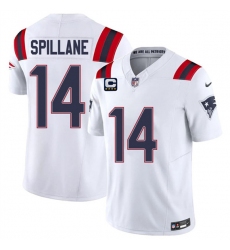 Men's New England Patriots #14 Robert Spillane White 2026 F.U.S.E. 4-Star C Vapor Limited Football Stitched Jersey