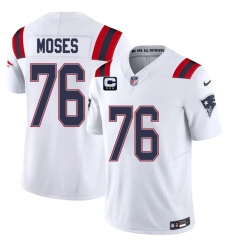 Men's New England Patriots #76 KMorgan Moses White 2026 F.U.S.E. 3-Star C Vapor Limited Football Stitched Jersey