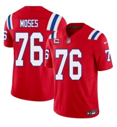 Men's New England Patriots #76 Morgan Moses Red 2026 F.U.S.E. 3-Star C Vapor Limited Football Stitched Jersey