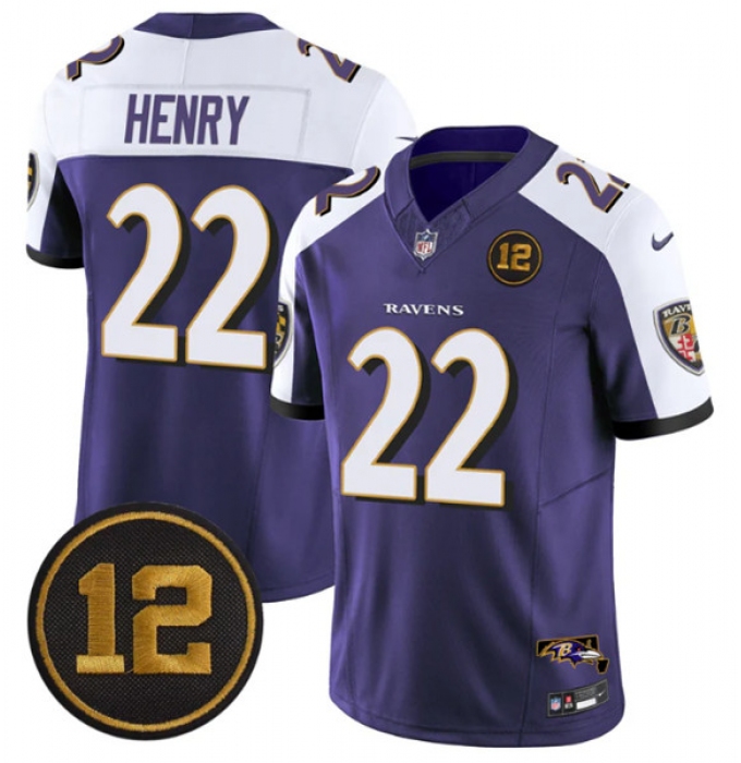 Men's Baltimore Ravens #22 Derrick Henry Purple Alternate 2025 F.U.S.E Jacoby Jones Vapor Limited Football Jersey