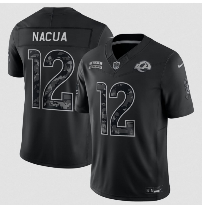 Men's Los Angeles Rams #12 Puka Nacua Black 2026 F.U.S.E. Salute to Service Limited Football Stitched Jersey