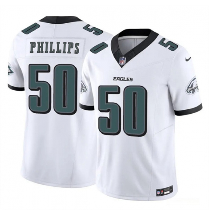 Men's Philadelphia Eagles #50 Jaelan Phillips White 2025 F.U.S.E. Vapor Untouchable Limited Football Stitched Jersey