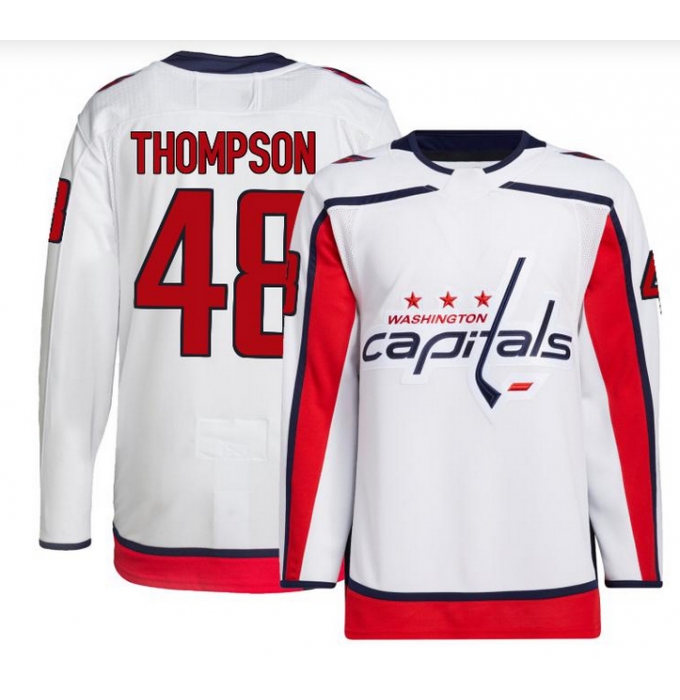 Men's Washington Capitals #48 Logan Thompson Authentic White Away Jersey