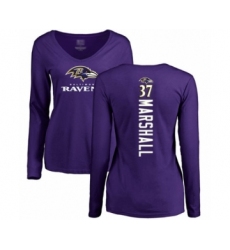 Football Women's Baltimore Ravens #37 Iman Marshall Purple Backer Long Sleeve T-Shirt
