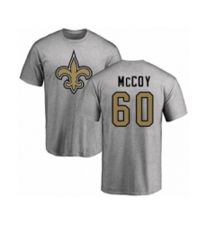 Football New Orleans Saints #60 Erik McCoy Ash Name & Number Logo T-Shirt